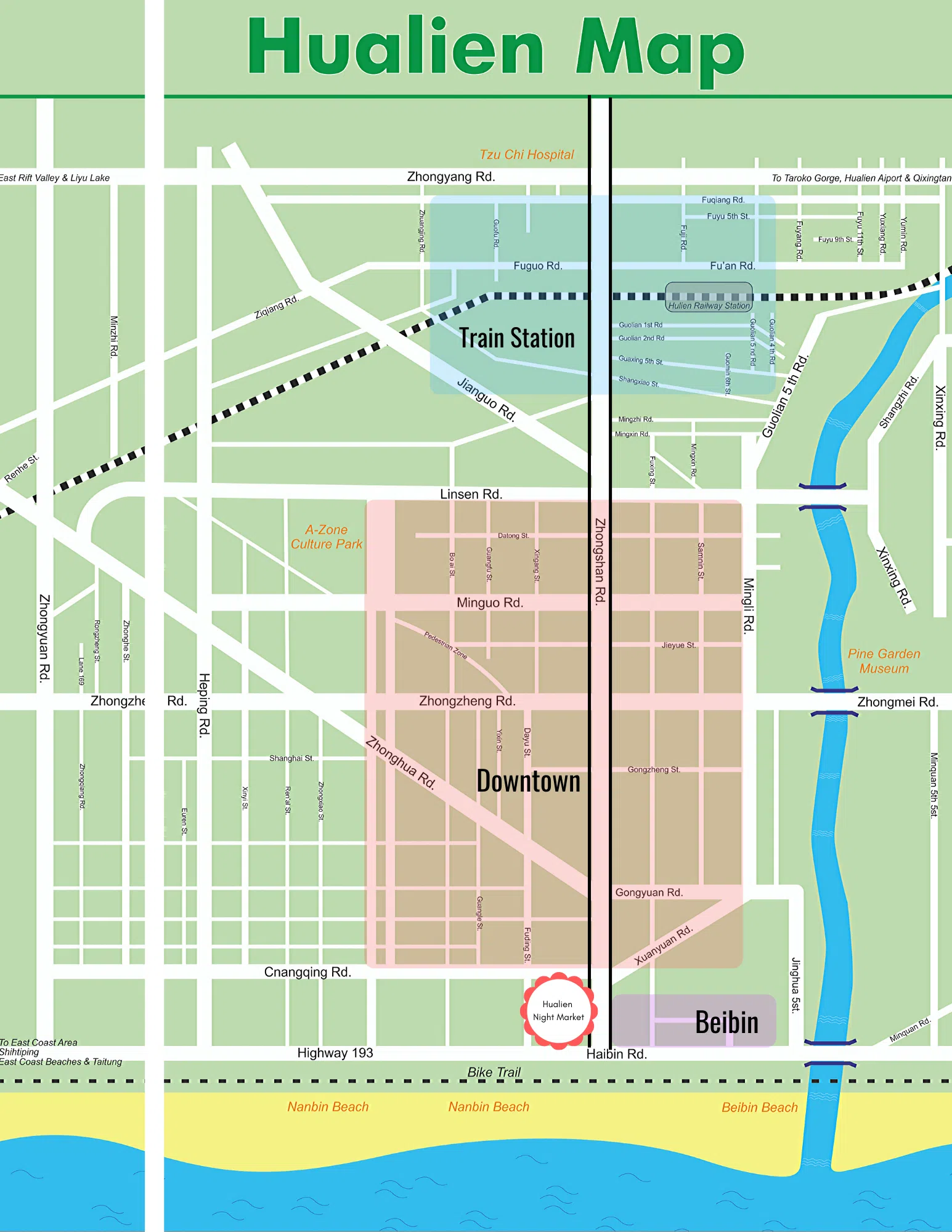 Hualien Nightmarket Map Hualien night market